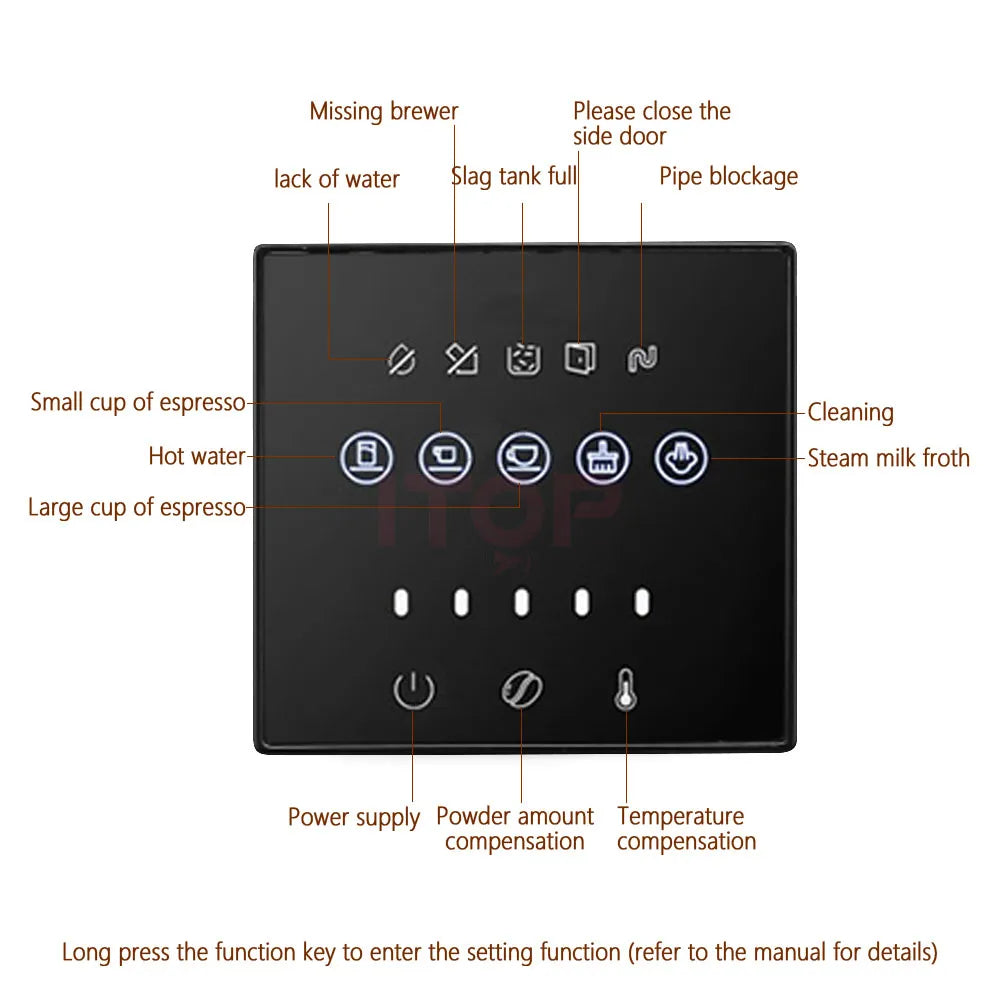 ITOP Full Automatic 19 Bar Coffee Maker Coffee Bean Grinder Milk Foam Espresso Coffee Machine Hot Water and Milk Froth