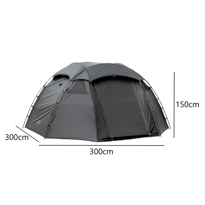 Black Round Tent Outdoor Camping Luxury Single Layer Tourist 210T Anti-tear Seams Taped Waterproof Windproof 4seasons Family