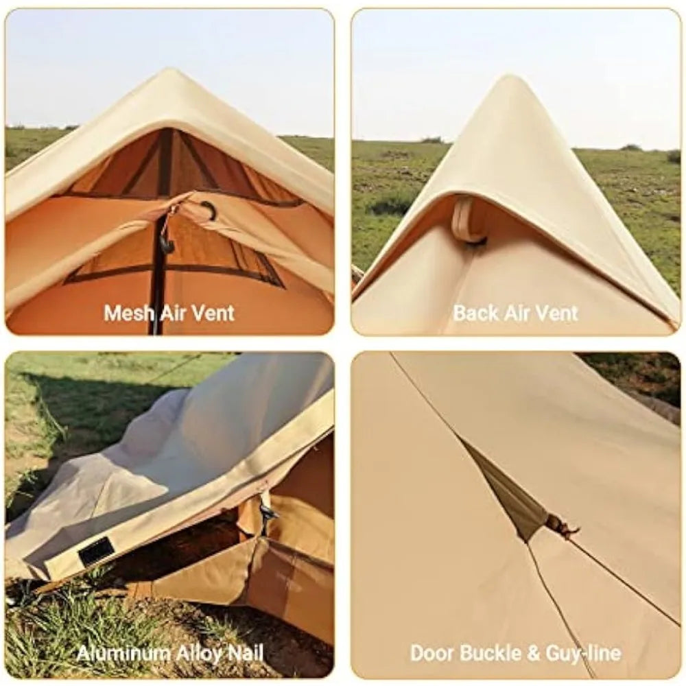 KingCamp Hot Tent with Stove Jack, 4 Season Cotton Hot Teepee Tent with Snow Skirt, Set-up Rainfly, Glamping, Camping