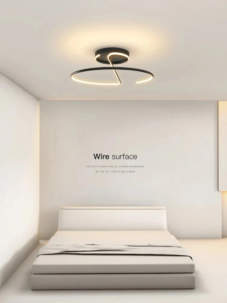 LED ceiling lamp Pendant ceiling light Dimmable Remote Control led chandelier modern Nordic creative Round Wire For  living room