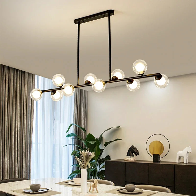 Glass Balls Pendant Lights for Dining Room Living Room Decoration Black Gold Celing Chandeliers Kitchen Hanging Lamp