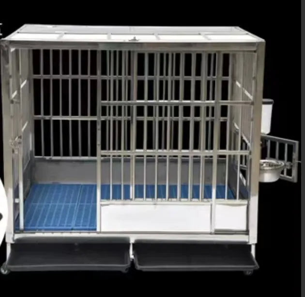 Stainless Steel Dog Crate Pet Crate  Dog Cage  Large Dog Medium Dog Crate Kennel Dog House Right Angle 95 65 92cm