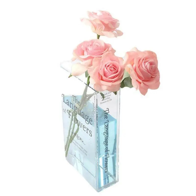 Clear Book Flower Vase Creative Acrylic Transparent Vase The Mystery Of Growth Book Vases Modern Decorative Vases Room Decor