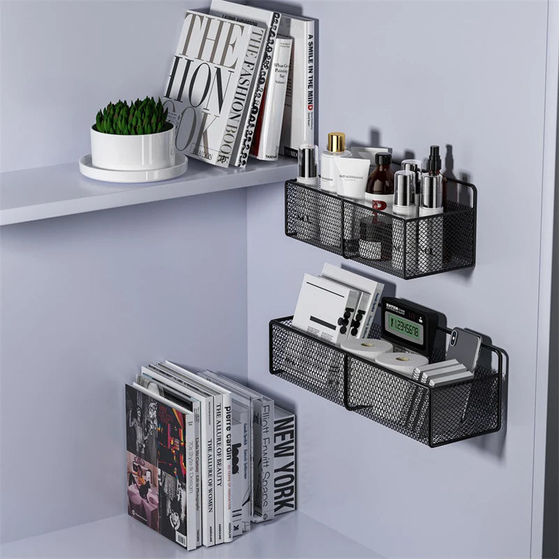 Bathroom Shelf Metal Mesh Dorm Bedside Hanging Basket Shower Storage Rack Wall Mounted Organizer Holder Kitchen Accessories