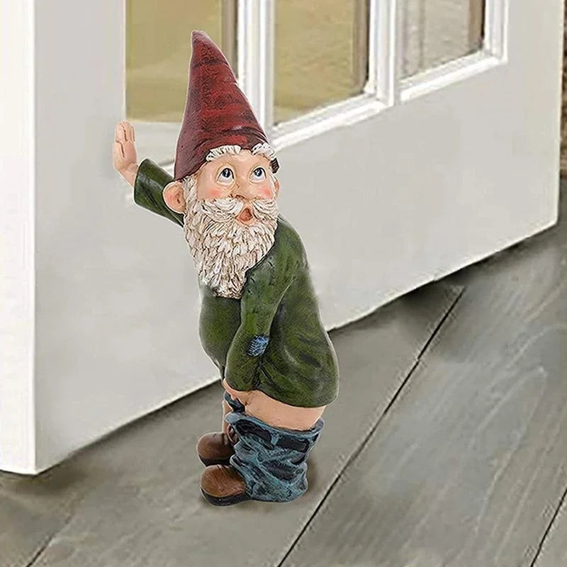 Creative Urinating Gnome Statue Resin Crafts White Bearded Old Man Dwarf Sculpture Christmas Garden Courtyard Decoration