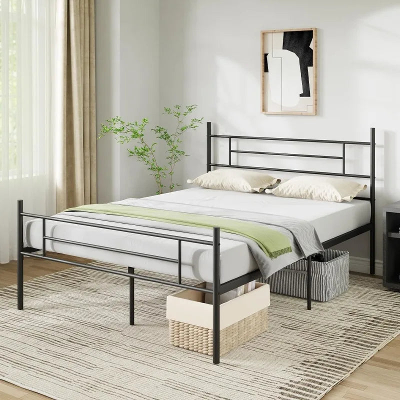 Metal Queen Bed Frame with Headboard and Footboard, 14 Inch Platform Bed Frame with Storage Bedframe  Armarios De Dormitorio