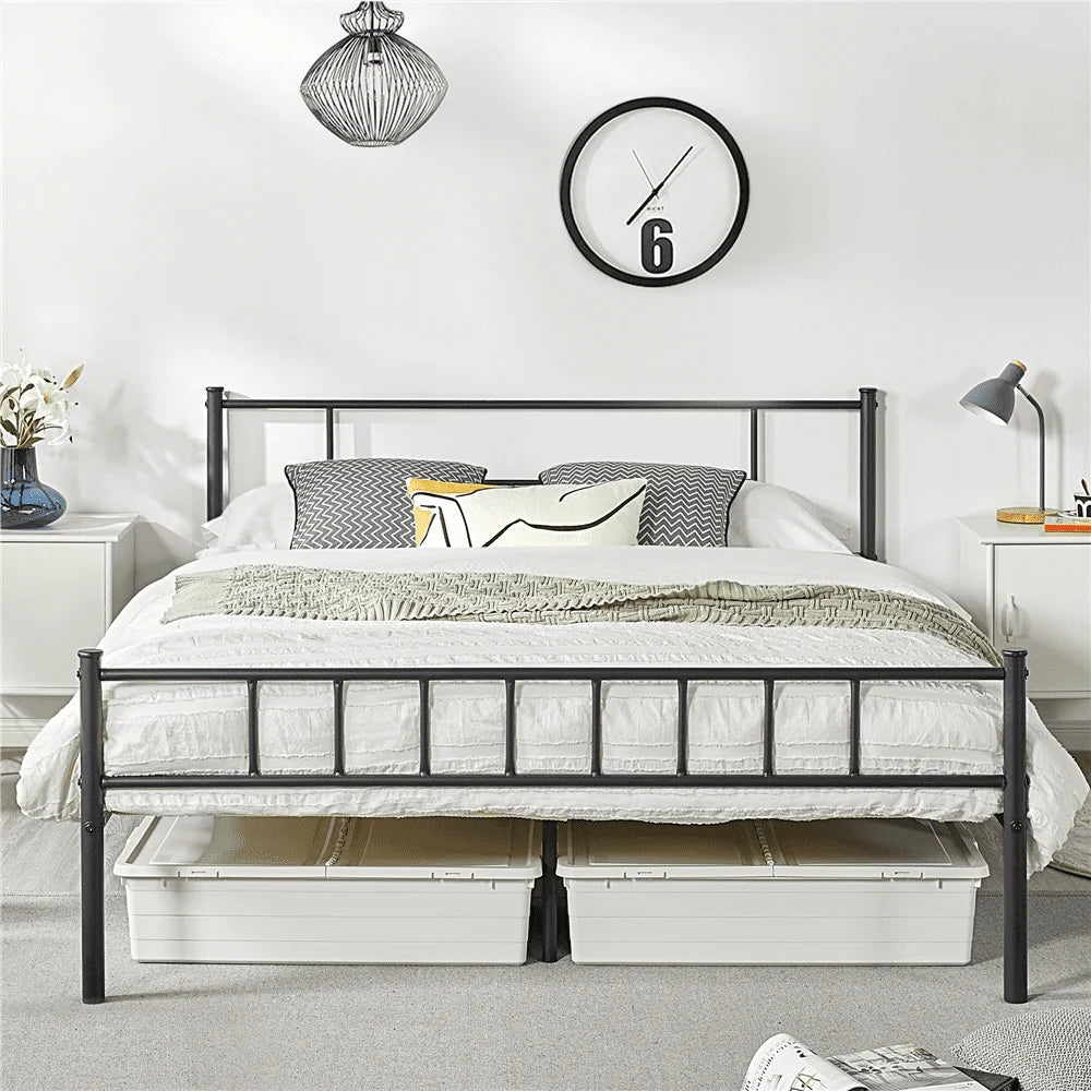 Black Bunk Bed Frame Full Jorge Queen Metal Platform Bed With Spindle Headboard and Footboard Children Beds & Furniture Bedframe