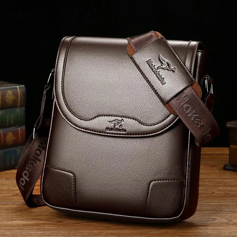 New Men's Business Crossbody Bag Vintage Shoulder Bag Men's PU Genuine Leather Casual Hanging Bag High Quality Shoulder Bag