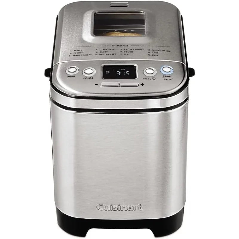 Bread Maker Machine, Compact and Automatic, Customizable Settings, Up to 2lb Loaves, CBK-110P1, Silver,Black