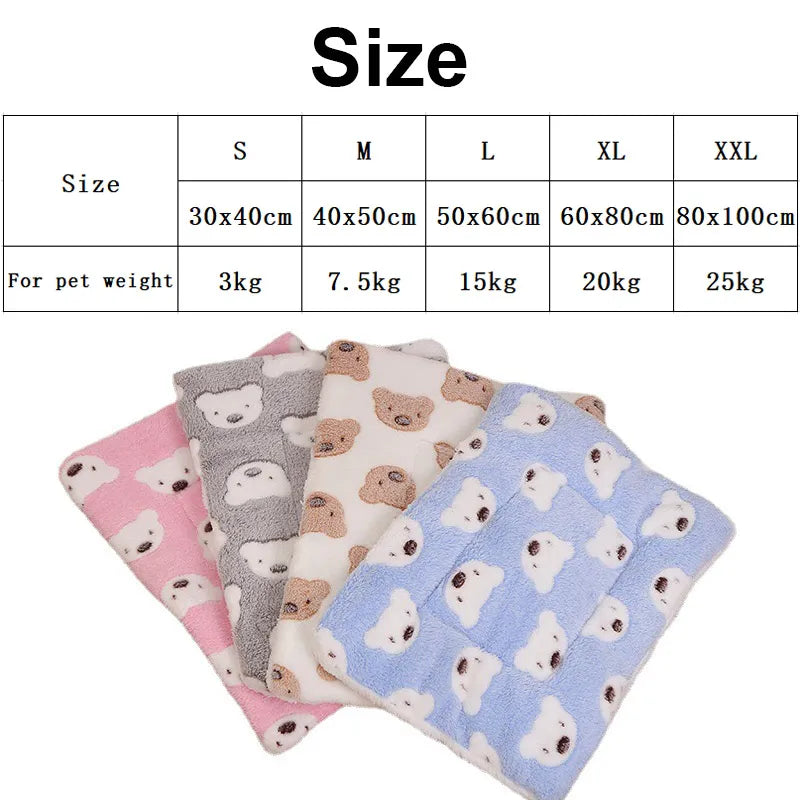 Soft Flannel Pet Blanket Pad Thickened Pet Fleece Bed Mat For Puppy Dog Cat Sofa Cushion Keep Warm Cats Sleeping Cover Home Rug