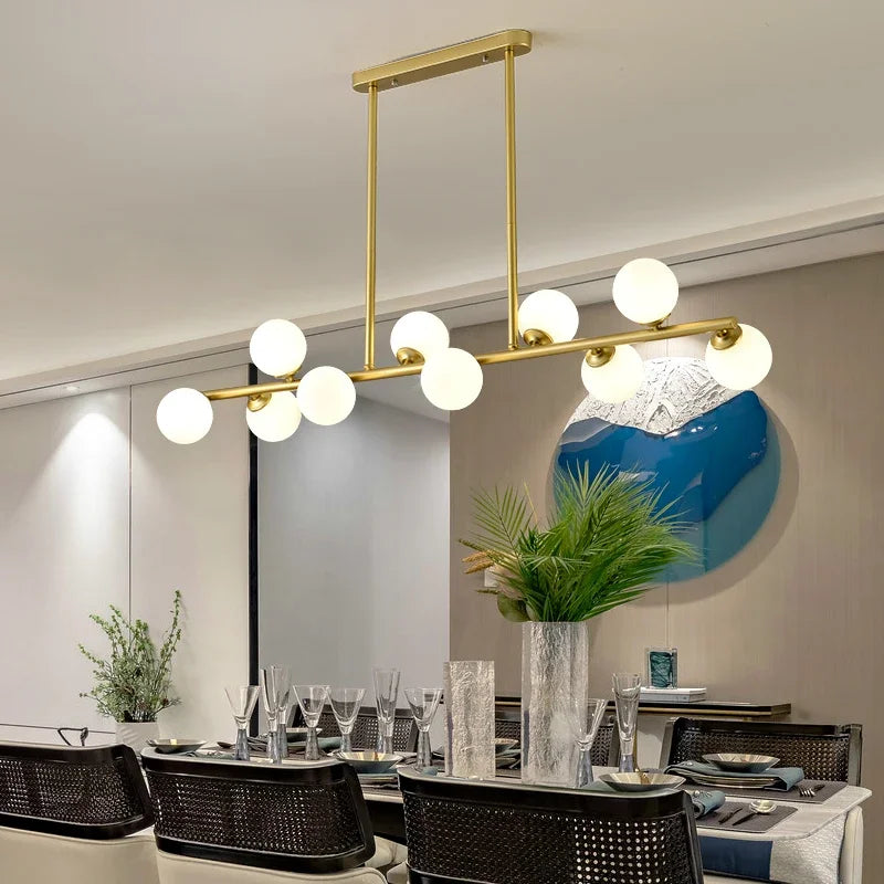 Glass Balls Pendant Lights for Dining Room Living Room Decoration Black Gold Celing Chandeliers Kitchen Hanging Lamp