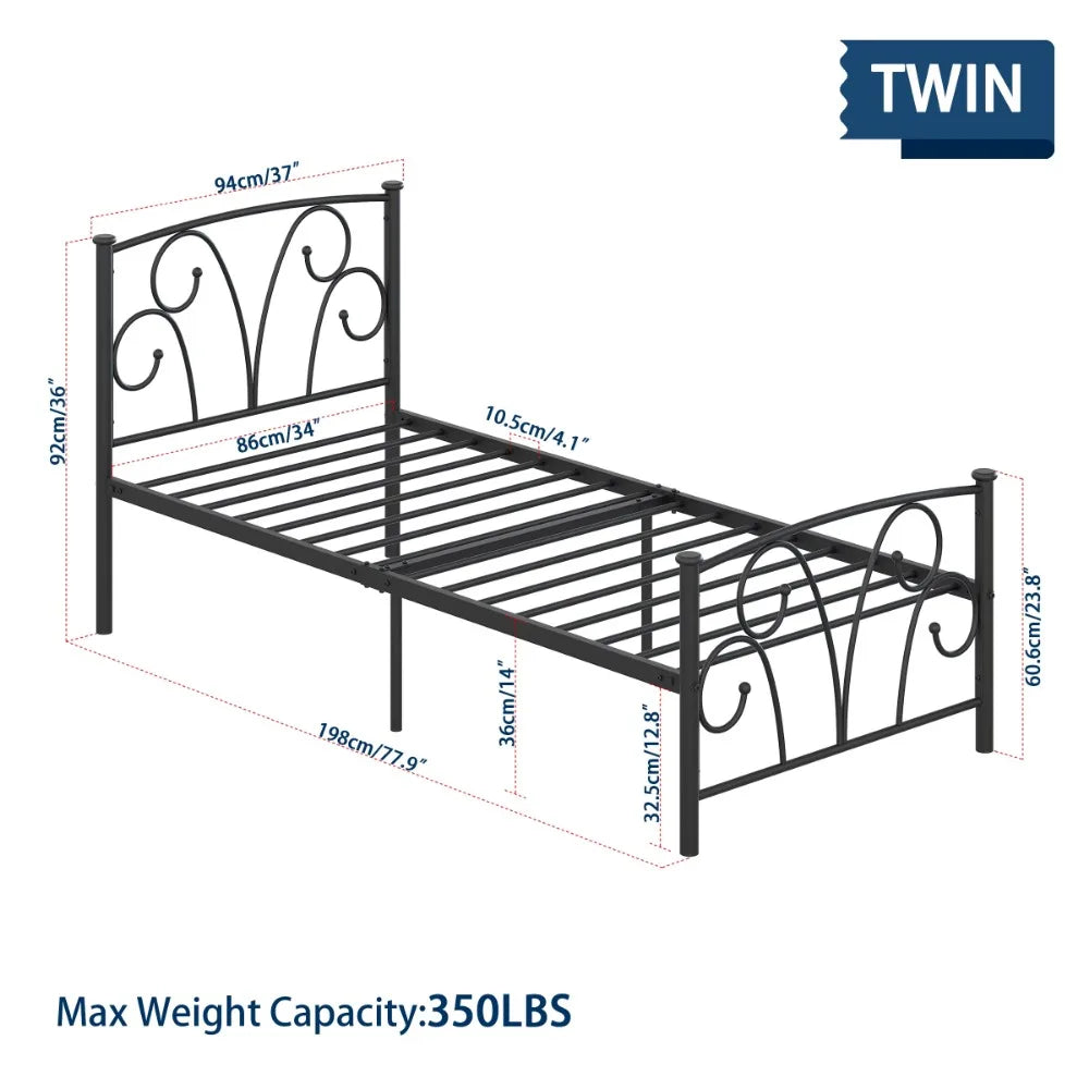 2023 New Yoneston 14" Heavy Duty Metal Platform Bed Frame