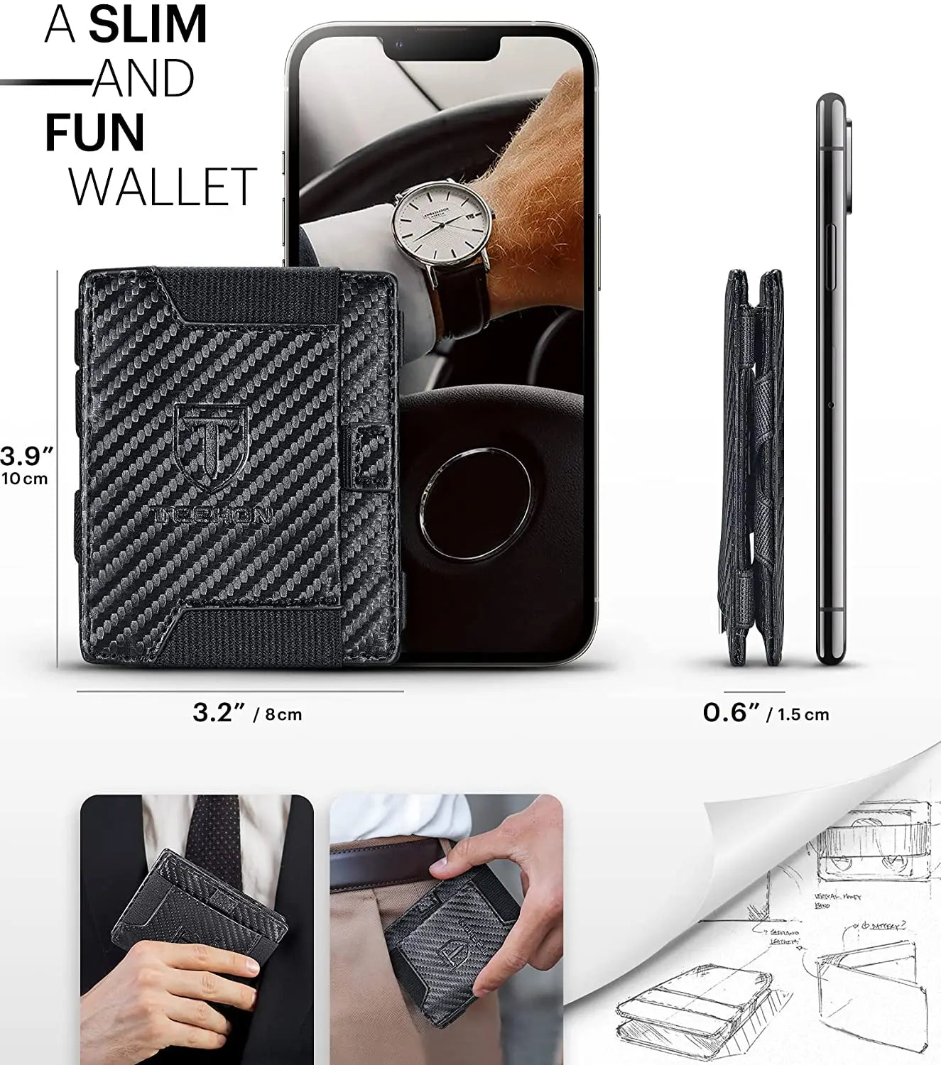 New Slim Mini Wallet With Zipper, RFID Blocking Men's Wallet, Short Leather Credit Card Holder Coin Purse