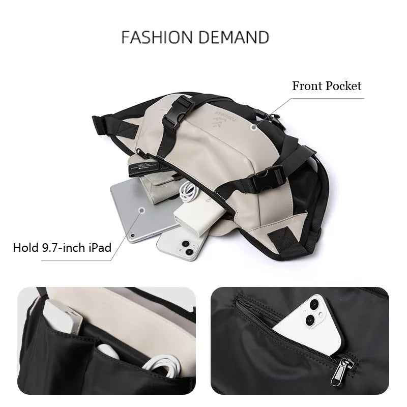 High Quality Trend Men's Cross Body Bag iPad Zip Waterproof Fashion Designer Chest Bag Daily Sport Cycling  Sling Shoulder Bag