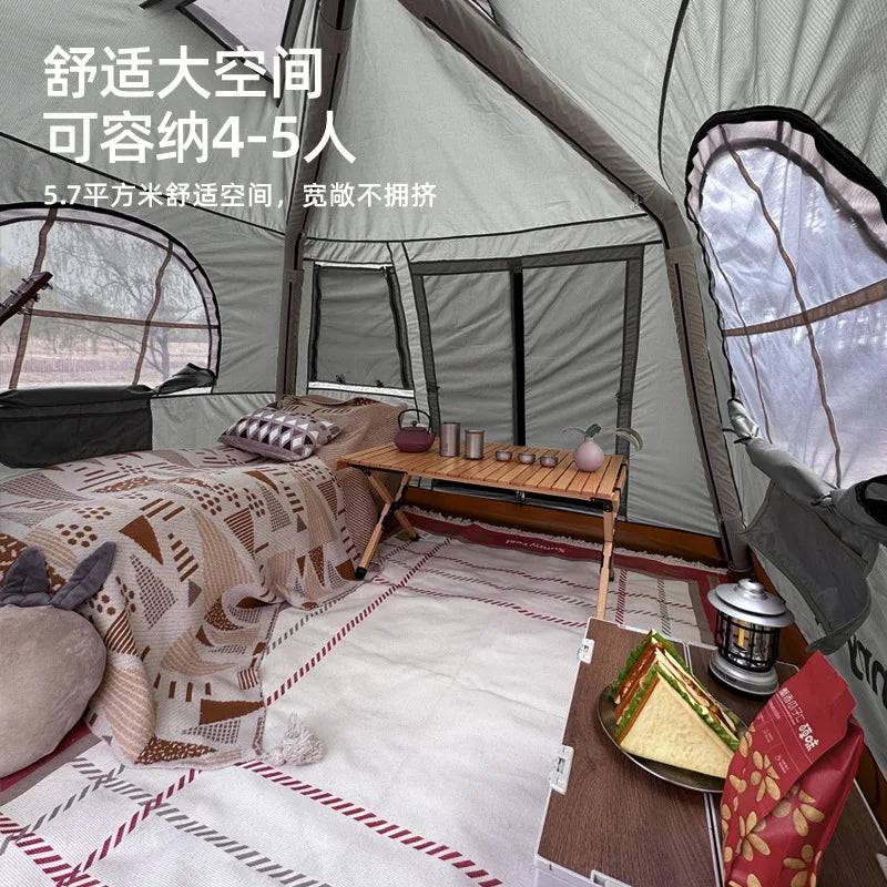 Inflatable Camping Campaign House Roof Waterproof Inflation Luxury Family Party Tent 4-5 People Quick Build 4-season Tent