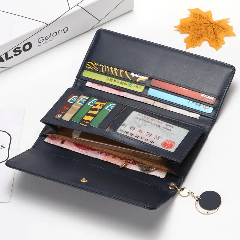 New Fashion Women Wallets Brand Letter Long Tri-fold Wallet Purse Fresh Leather Female Clutch Card Holder Cartera Mujer